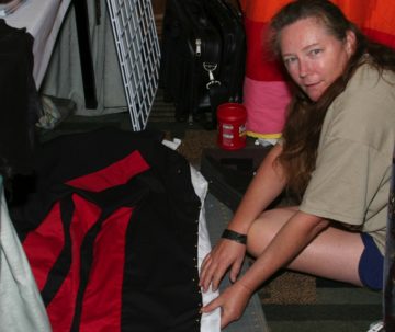 girl nancy sewing the first flag